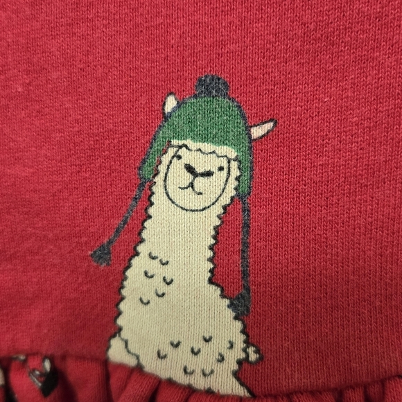 HANNA ANDERSSON RED DRESS FUNNY LLAMA PRINT WINTER HATS TODDLER GIRLS 3T COTTON - Picture 12 of 15